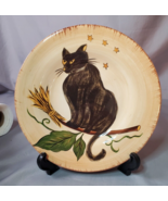 Tabletops Unlimited Wicked Hollow Coupe Salad Plate Black Cat on Broom 8... - £34.37 GBP