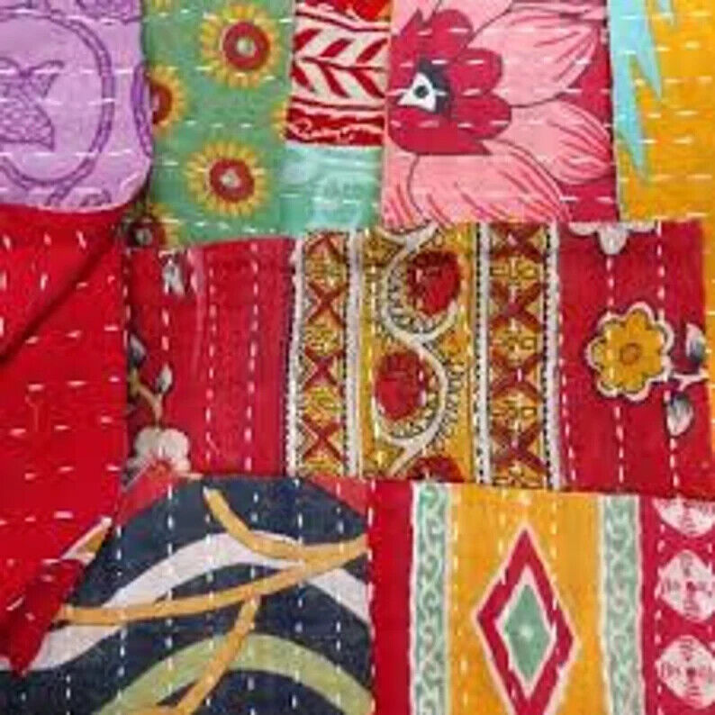 Boho Vintage kantha Scraps bundles Kantha Grab Bag Kantha Snippets Scraps crafts