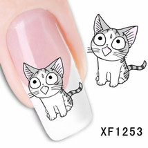 Nail Art Water Transfer Sticker Decal Stickers Pretty Cat Black XF1253 - $2.99