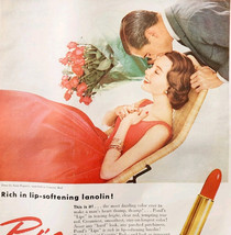 1955 Pond&#39;s Lips Courtin Red Lipstick Advertisement Beauty Cosmetics DWQQ7 - $19.99
