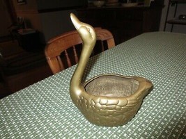 Vintage Brass Graceful Duck Planter - 8 3/4&quot; X 6 3/4&quot; X 4&quot; - Euc - £11.92 GBP