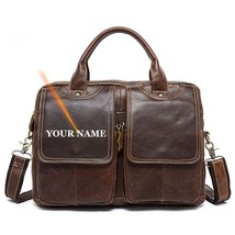 WESTAL Men&#39;s Bag Genuine Leather Men&#39;s Briefcases Laptop Bag Leather Totes for D - £98.28 GBP