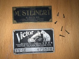 Original Victor Victrola VV-IX Steinert Phonograph Metal ID Tag With 6 N... - $49.49