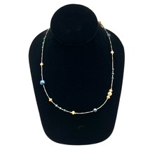 Necklace Womens 18 inch 14K Gold Filled with Gold and Blue Beads 1.5 in extender - $24.75