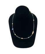 Necklace Womens 18 inch 14K Gold Filled with Gold and Blue Beads 1.5 in ... - £19.42 GBP