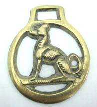 Vintage Horse Harness Brass Decoration Whippet Dog in Circle - £7.11 GBP