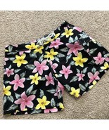 Xelosette Board Shorts Womens 10 Black Pink Yellow 6&quot; Swim Floral Hand M... - £14.50 GBP