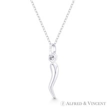 Tiny Italian Horn Corno Evil Eye Luck Pendant &amp; Necklace in 925 Sterling... - €10,73 EUR+