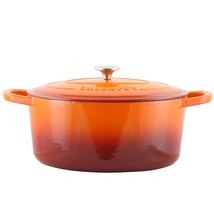 Crock Pot Artisan 7 Quart Enameled Cast Iron Oval Dutch Oven in Sunset Orange - $162.49