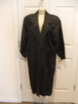 Nwt Bb Dakota Long All Black Leather Coat 80s Quilt Lining Pret A Porter Mdium - £78.58 GBP