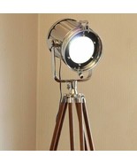 industrial Searchlight Floor Lamp Modern Spotlight With Wood Tripod Base... - £173.52 GBP