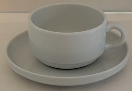 Vintage Suisse Langenthal White Stack Flat Coffee Tea Cup &amp; Saucer - $18.81