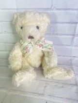 VTG Russ Berrie Shelby Bear Stuffed Animal Plush Toy Cream Floral Rose Bow - £40.90 GBP