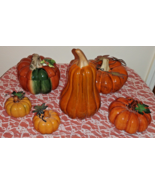 6pc Lot Glazed Ceramic Pumpkin Fall/ Autumn Decoration Candy Dish- Hallo... - $39.99