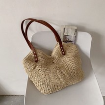 Casual Large Capacity Straw Shopping Tote Bag Hollow Woven Women Shoulder Bags S - £22.03 GBP