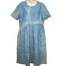 Vintage Country Wear Denim Chambray Dress Size 14 Petite Short Sleeve Midi  - £19.45 GBP