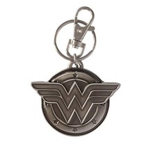 DC Comics Wonder Woman 3D &quot;WW&quot; Chest Logo Metal Pewter Key Ring Keychain NEW - £6.88 GBP