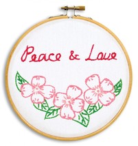 Jack Dempsey Needle Art Peace and Love 6 Inch Hoop Kit - $13.60