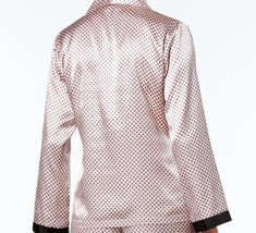 Linea Donatella Womens Satin Notch Collar Top Size X-Large Color Pink/Blk - £39.31 GBP