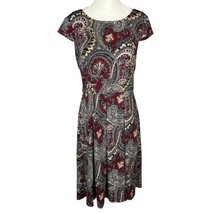 Liz Claiborne Short-Sleeve Paisley A-Line Dress Scoop-Neck Sz. 4 - $461.34 MXN