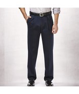 Haggar Mens Premium Navy Classic Fit Pleat Expandable Waist Pants NEW 42... - £43.08 GBP