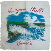 Vintage Niagra Falls Canada Scalloped Edge Hankie Handkerchief Souvenir - £5.75 GBP