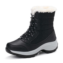 High Top Winter Boots Women Fashion Casual Shoes Girl Outdoor Cotton Shoes Plush - £42.32 GBP