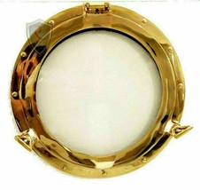 Nautical 12&quot;Vintage Brass Glass Porthole Shiny Finish Boat Window Decora... - £40.45 GBP