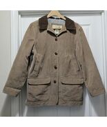 Vintage L.L. Bean Women’s Corduroy Barn Chore Coat Tan Brown Collar L Pe... - $116.43