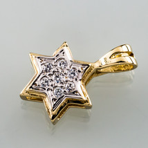 14k Yellow Gold Star of David Pendant w/ Diamonds Judaica Gorgeous Condition! - £382.50 GBP