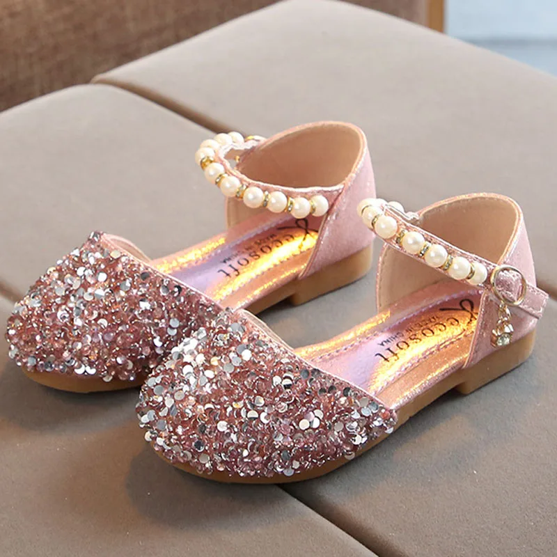  Girls Party Dance Shoes Student Flats Children Girls Shoes  Sequin Sandals  Kid - £103.79 GBP