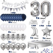 Men Women 30th Birthday Balloon Decor 30 Years Old Birthday Party Decorations Bl - £45.81 GBP