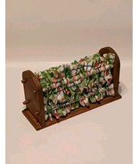 Wood Napkin Holder Green Red Strawberry Fabric Sides Handcrafted Cottage... - $272.61 MXN