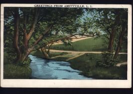 GREETINGS from AMITYVILLE L.I. NY - Mailed 1933 to Collinswood NJ message  - $4.90