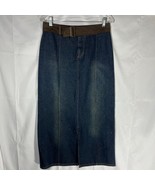 Vintage Denim Skirt 90s Faded Glory Pencil Dark Denim Maxi Skirt Thick W... - £21.39 GBP