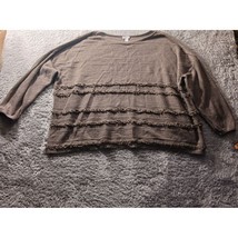 J.Jill Taupe Frayed Shag Stripe Sweater Casual Knit Top Boho Chic Women XL - £19.41 GBP