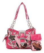 Womens [Leaf] PU Leather Handbag Fashion Elegant Tote Bag Fuchsia - £40.23 GBP