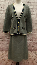 Vintage Hand Knit Wool Cardigan Sweater SKIRT SUIT Green 40/50s South Ca... - £141.43 GBP