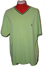 XL Polo Ralph Lauren V Neck Shirt Lime Green Cotton Short Sleeve - £18.86 GBP
