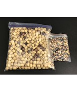 Wooden Beads Macrame Jewelry Craft 400+ Blond &amp; Dark Wood 5/8&quot;x1/2&quot;+ Rou... - $12.85