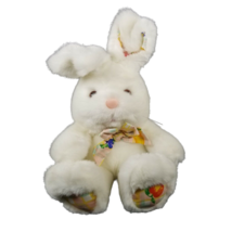 Plush Bunny Rabbit Golden Bear Co Vintage Easter Plaid Feet Folded Ears White - £15.61 GBP