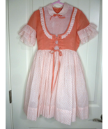 Vtg Girls Dotted Swiss Dress orange dirndl style  Debby Ross of Calif. s... - $865.38 MXN
