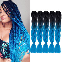 Doren Jumbo Braids Synthetic Hair Extensions 5pcs, black-sky blue - $24.72