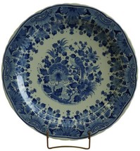 Vintage Plate Zenith Blue Delft Bird Branch Flowers Floral White Ceramic - £211.52 GBP