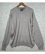 111 State Mens Sweater Sz XLT 100% Extra Fine Merino Wool V Neck Gray Ca... - $12.96