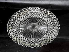 Vintage ANCHOR HOCKING 14&quot; Clear Glass Platter WATERFORD Waffle Diamond ... - $27.61