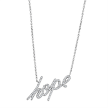3W456 - Rhodium Brass Necklace with AAA Grade CZ  in Clear - $39.49