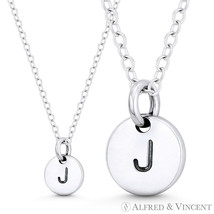 Initial Letter &quot;J&quot; 11mmx8mm Tiny Round Disc .925 Sterling Silver Charm /... - $15.43+