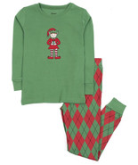 Leveret Elf Red/Green Argyle Christmas L/S Pajama Set Sz 12-18 mths NWT - $22.76