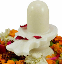 White Marble Shiva Lingam Statue Handmade Yoni Base Shivling Hindu Temple Decor - £563.00 GBP+